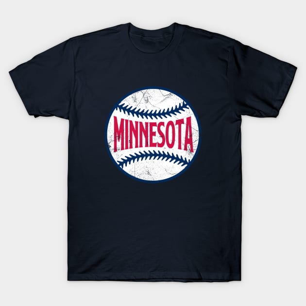 Minnesota Retro Baseball - Navy T-Shirt by KFig21